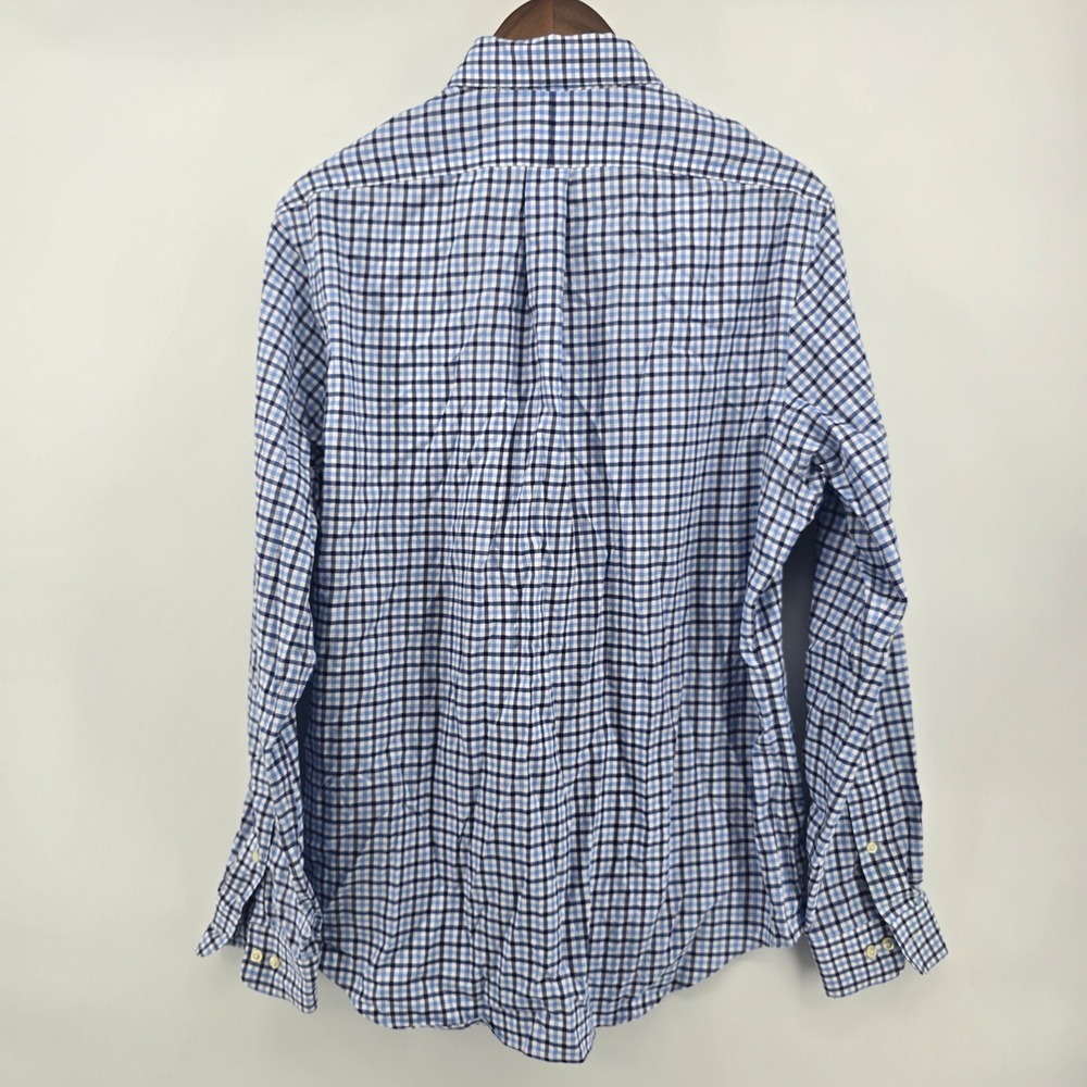 Ralph Lauren Mens Large Blue Gingham Plaid Non-Iron Button Down Shirt LS - Picture 3 of 6